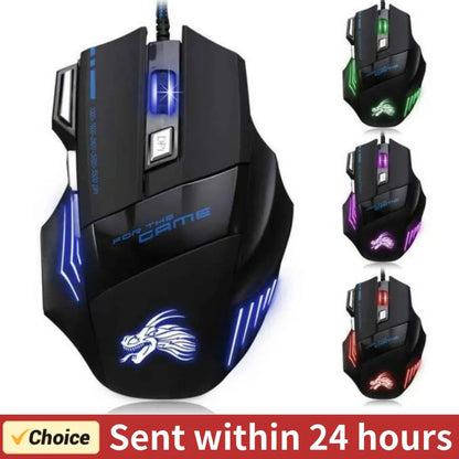 USB Wired Gaming Mouse, 7 Button Backlit Ergonomic Mice, 5500 DPI Backlight Adjustable Optical Mice for PC Gamer, Computer, Desktop