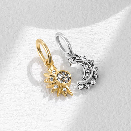 New Fashion 925 Sterling Silver Romantic Starry Sky Moon Sun Stars Pendant Fit Original Charms Bracelet Women Jewelry Gift