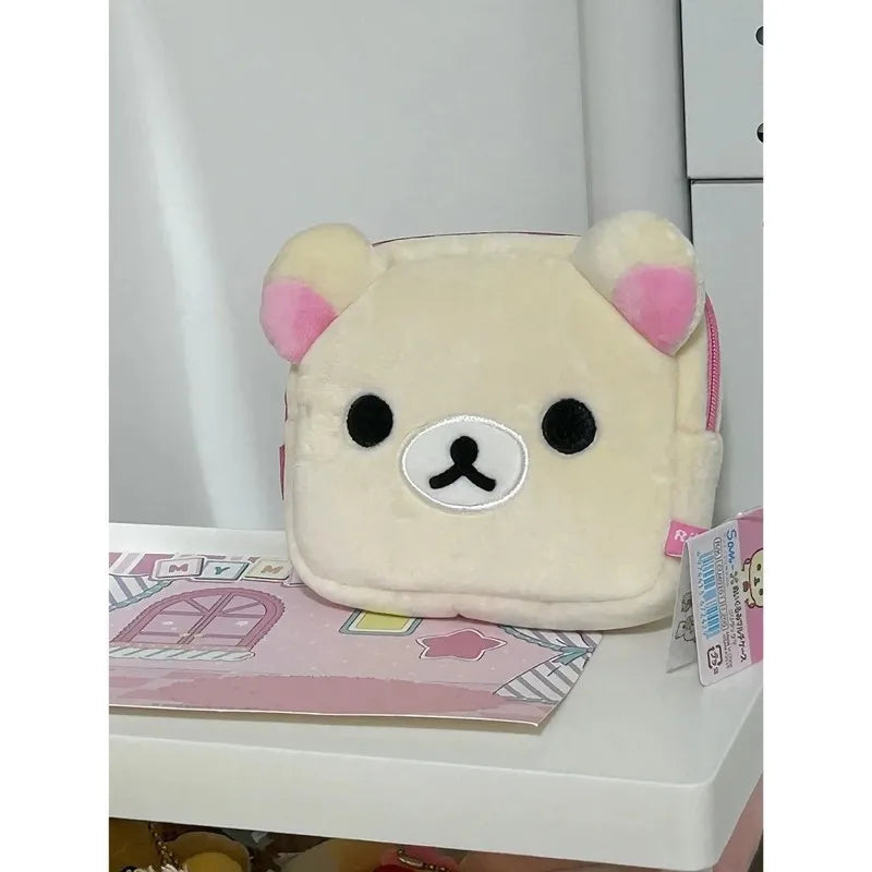 Cartoon Rilakkuma Makeup Organizer Storage Bag Cute Cartoon Bear Plush Kawaii Cosmetic Bags Vanity Beauty Case Gift