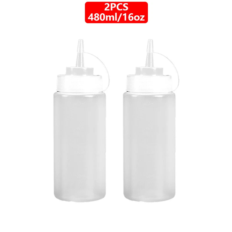 Squeeze Condiment Bottles with On Cap Squeeze Sauce Bottles Olive Oil Bottles Ketchup Mustard Dispensers Kitchen Accessories