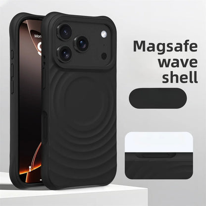 Official Phone Case For iPhone Air 17 16 15 14 Pro Max Water Ripple Silicone For Magsafe Wireless Charge Magnetic Soft Cover