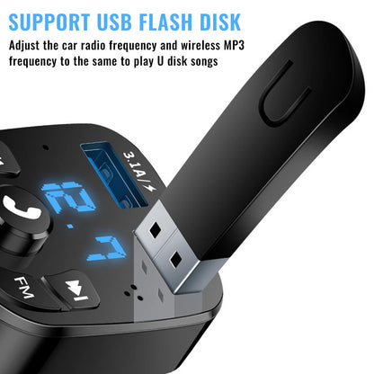 Bluetooth 5.0 Fm Transmitter Car Wireless Fm Radio Modulator Car Kit Dual USB Car Charger Adapters FM Transmitter Receiver