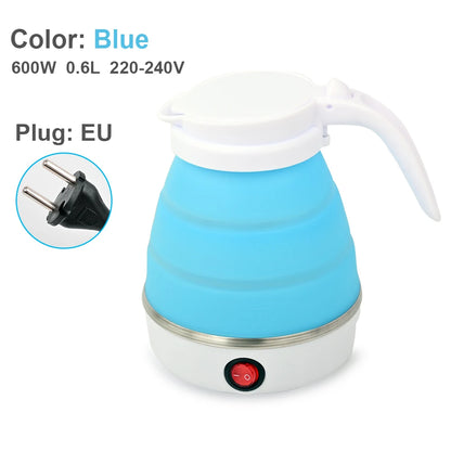 0.6L Mini Foldable Electric Kettle, Portable Electric Kettle, Household Travel Water Heater, Silicone Compression 110V-220V