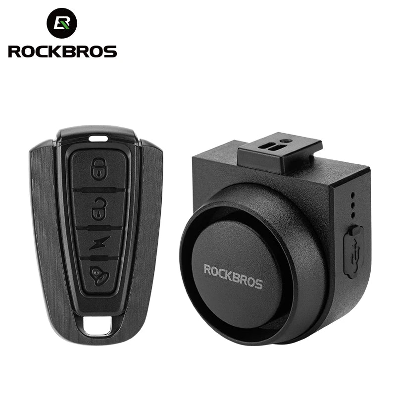 ROCKBROS Bicycle Bell Type-C Vibration Anti-Theft Electric Bike Alarm Horn with Wireless Remote Control Security Alarm System