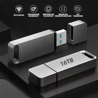 16TB Flash Drive USB3.2 High Speed Transfer Type C U Metal Flash SSD Portable Mini Flash Drive Memory Waterproof U Drive