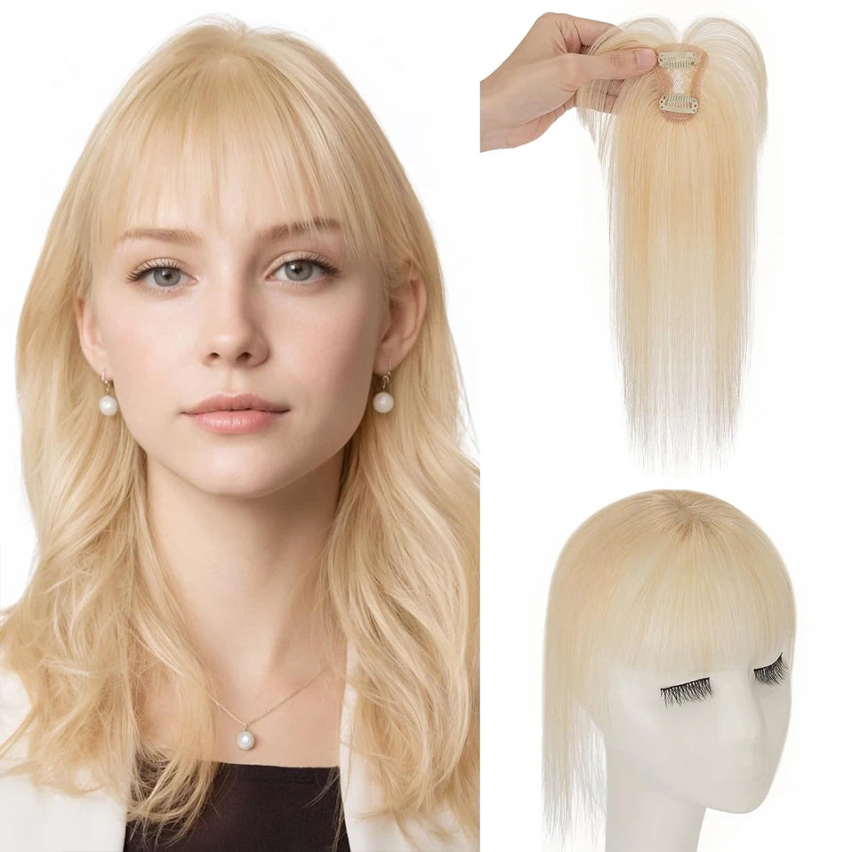 Clips in Bangs Real Human Hair 3D 360° Cover Air Bangs Lightweight Hairpieces for Women Seamless Blend for Instant Volume on Top