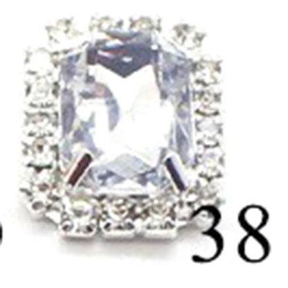 10Pcs, 15*20mm Metal Rectangle Rhinestone Sewing Accessories, DIY Clothing Hair Jewelry Decorative Accessories