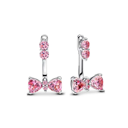 New 925 Silver bow Heart-shaped Ring Necklace Suitable for Valentine's Day,Holiday Gifts for Women DIY High-end ,Fashion Jewelry