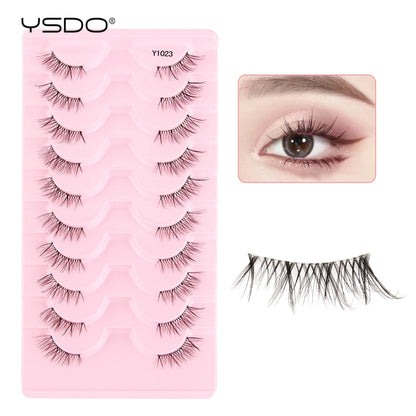 YSDO 5/10 Pairs Half Lashes Cat Eyelashes Soft Natural Clear Band False Lashes Natural Wispy Faux 3d Mink Eyelashes Makeup Tools