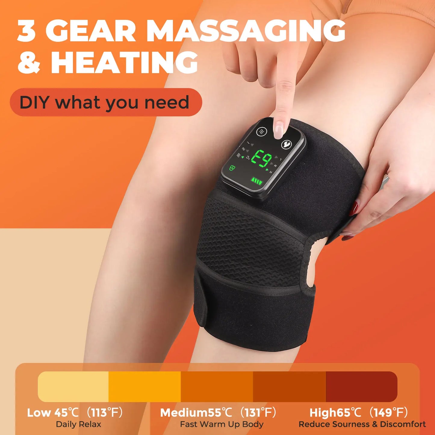 Electric Heated Vibration Knee Massage Pad, 3 in 1 Massager for Shoulder Elbow, Hot Compress Thermal Joint Brace Muscle Relaxation