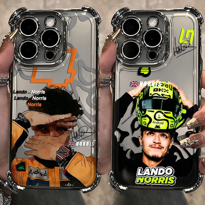 Plating Phone Case For iPhone 17 16e 16 15 14 13 12 11 Pro Max XR Mini Air Plus Anti-Fall L-Lando Norris Airbag