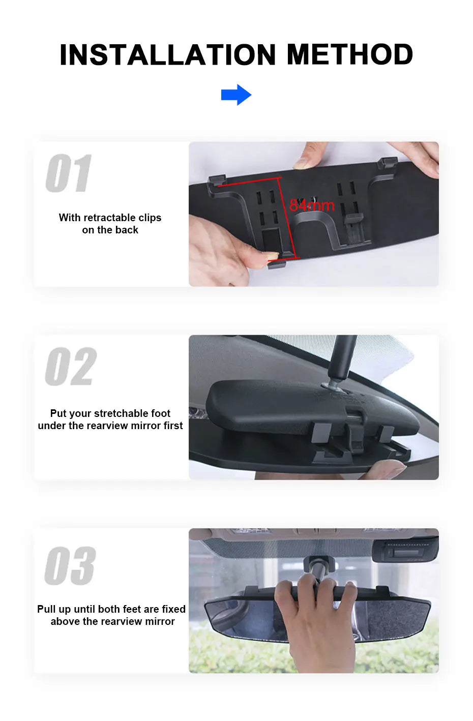 SEAMETAL Espejos de coche para bebé, espejo retrovisor interior, espejo retrovisor gran angular convexo, espejo antideslumbrante de gran visión, monitor auxiliar