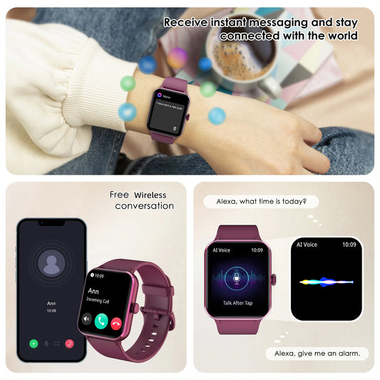 Blackview R50 Smart Watch, Heart Rate Monitor 1.85'' HD Screen, 100+ Sport Modes, Men Women, Outdoor Watch for IOS Android