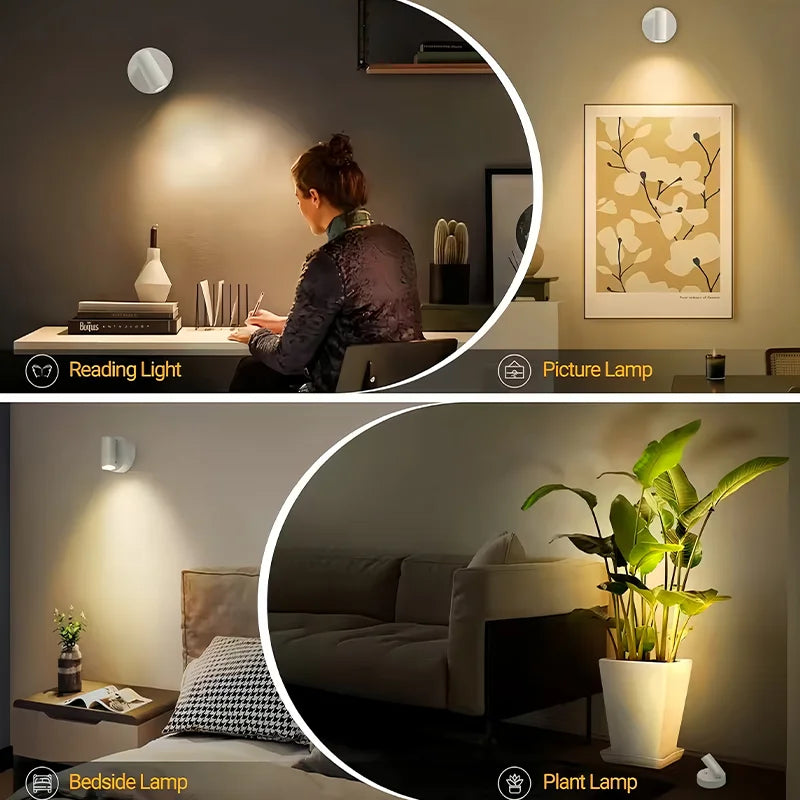 LED Magnetic Wall Lamp, USB Rechargeable, Touch Switch, Adjustable Brightness, Ideal for Bedroom, Dining Room, Party, Art Decor