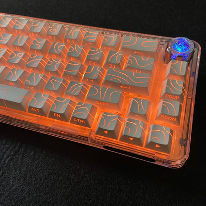 Contour Lines Translucent Keycaps Side Engraving Cherry Profile Black White Key Cap 60 70 80 90 100 Layout Mechanical Keyboard