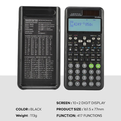 Scientific Calculators Math Calculator with 417 Functions 10+2 Digit Display Dual Power Supply Ideal for Teachers Students