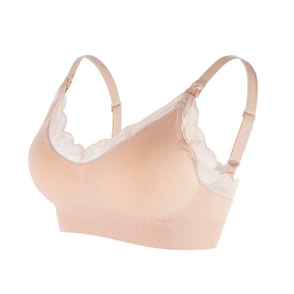 Wireless Front Open Nursing Bra Soft Lace Breathable Seamless Maternity Breastfeeding Bras Maternal Support For Pregnant Women