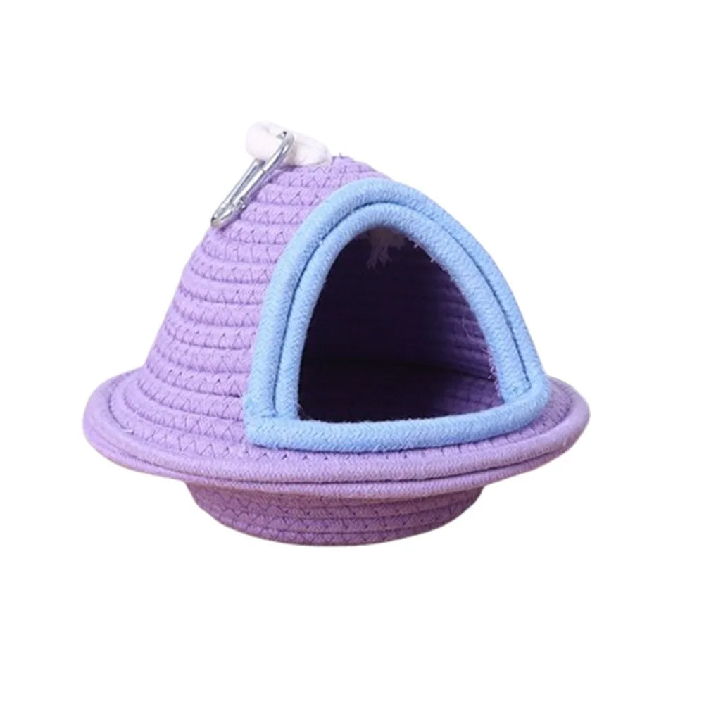 Nido jaula de pájaros para dormir abrigado, tejido a mano, a prueba de viento, cama colgante para pájaros, engrosado, resistente a las mordeduras, hábitat para mascotas, periquito
