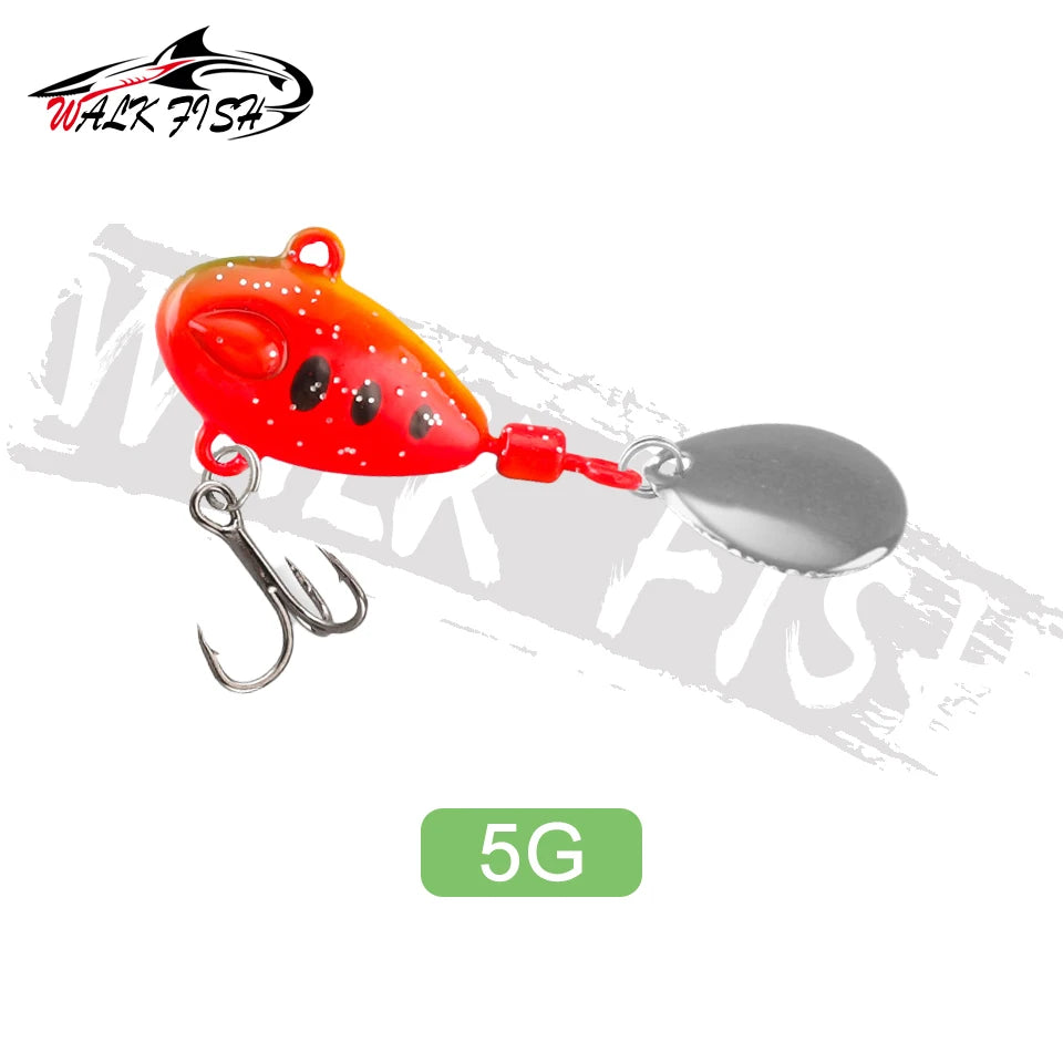 WALK FISH Sinking 3g-21g VIB Lure Spoon Spinner Fishing Bait Wobblers Metal Jig Rotating Sequin Tail Far Casting For Sea Bass