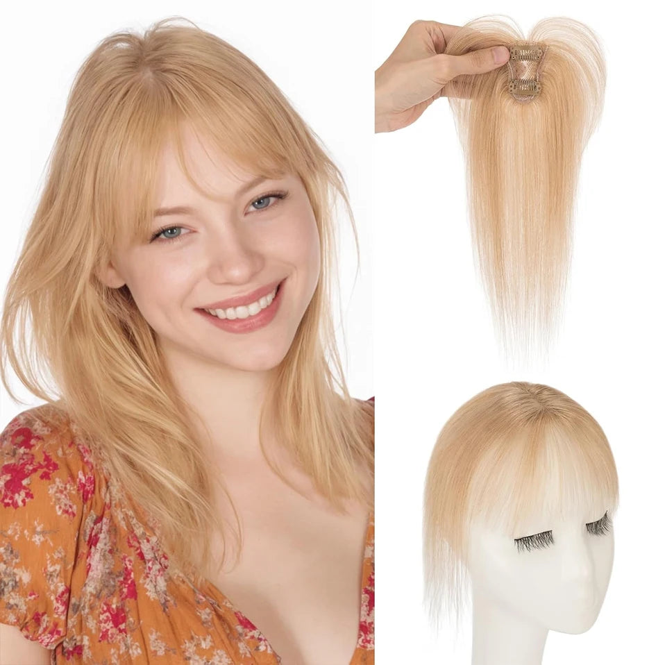 Clips in Bangs Real Human Hair 3D 360° Cover Air Bangs Lightweight Hairpieces for Women Seamless Blend for Instant Volume on Top