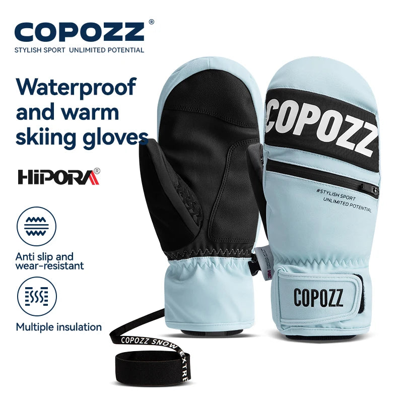 COPOZZ Upgrade Thicken Ski Gloves Winter Men Women 3M Thinsulate Thermal Snowboard Gloves Waterproof Warm Mittens Ski Gloves