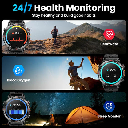 2026 New Outdoor GPS Sports Smartwatches Men Compass 10ATM Waterproof 24/7 Health Monitoring ChatGPT Bluetooth Call Smart Watch