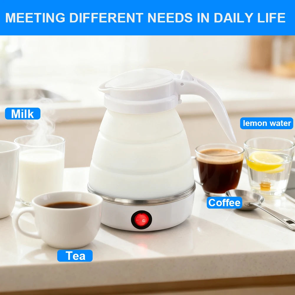 0.6L Mini Folding Kettle Portable Water Heater electric kettle household water heater silicone compression Easy To Travel