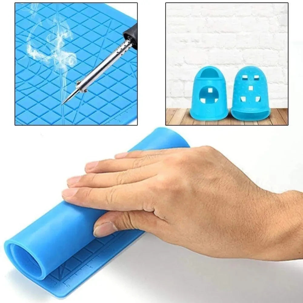 3D Printing Pen Silicone Design Mat with 2 Finger Protectors Template Drawing Tools Silicone Pad Drawing Tools for Kids Adults