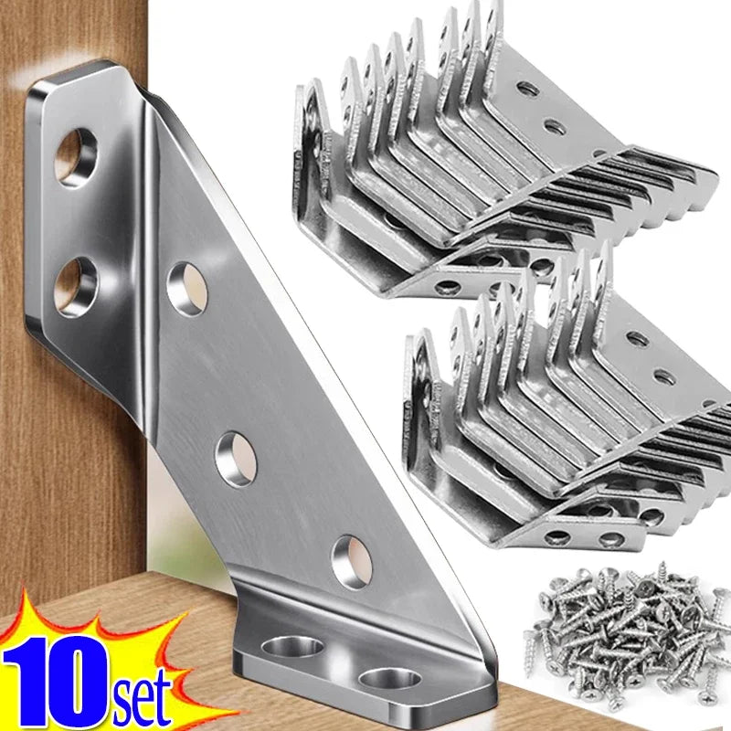 Corner Brackets, Stainless Steel Furniture Angle, Shelf Connector, Cabinet Support Fixing Frame Corner Brace