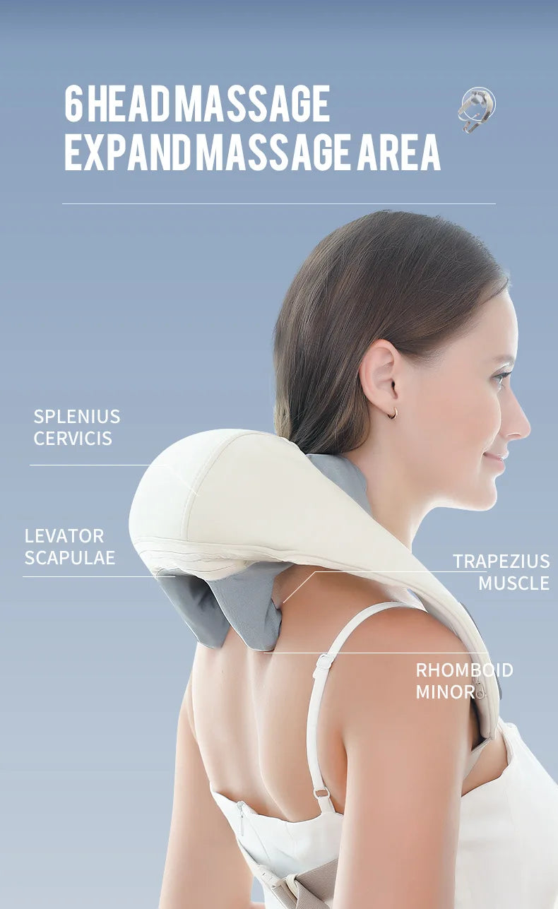 Foreverlily 26W Brushless Motor Neck and Shoulder Massager, Wireless Shoulder and Back Kneading Massage Shawl, Neck Masajeador