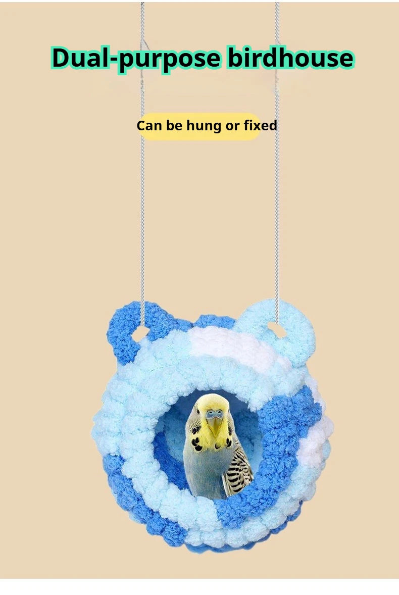 Bird Nest Warmth Parrot Nest Winter Bird Nest Thick Cotton Fleece Flannel Bird Cage Hanging Breeding Nest Small Pet Keep Warm