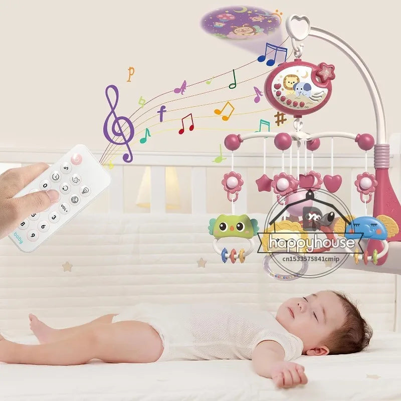 Baby Crib Mobile with Lights Music Projection for Infants 0-6 Months Remote Control Crib Toys for Newborn Baby Mobile for Crib
