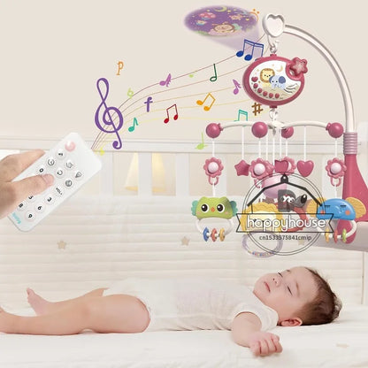 Baby Crib Mobile with Lights Music Projection for Infants 0-6 Months Remote Control Crib Toys for Newborn Baby Mobile for Crib