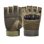 Tactical Hard Knuckle Half finger Gloves, Men's Combat Hunting Shooting Paintball Duty - Fingerless