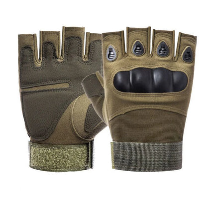 Tactical Hard Knuckle Half finger Gloves, Men's Combat Hunting Shooting Paintball Duty - Fingerless