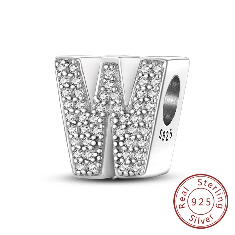 925 Sterling Silver 26 Letters Charms A-Z Alphabet Beads Fit Original Bracelet for Women Girl DIY Fine Jewelry Gift