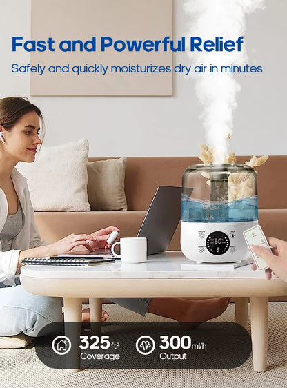 3Liter Air Humidifier Professional Large Capacity Home Humidifier, Plant Mist Aroma Diffuser with Remote Control Timer, KINSCOTER