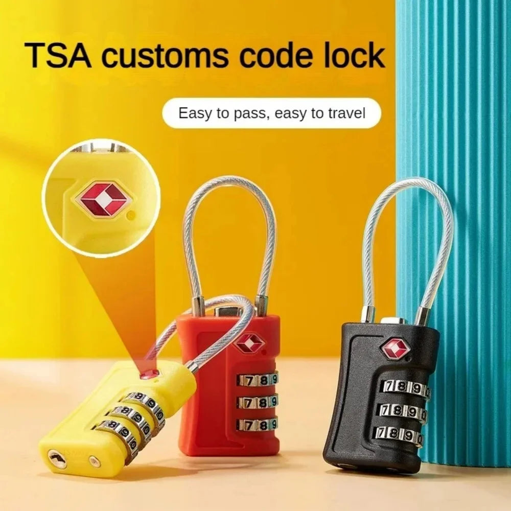 TSA Customs Code Lock for Travel Luggage, Password Changeable, Black Lock, Contrast Design, Padlock, 3-Digit Combination Lock
