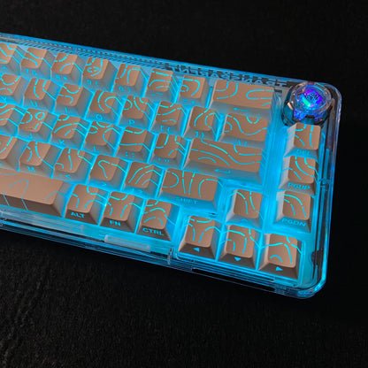 Contour Lines Translucent Keycaps Side Engraving Cherry Profile Black White Key Cap 60 70 80 90 100 Layout Mechanical Keyboard