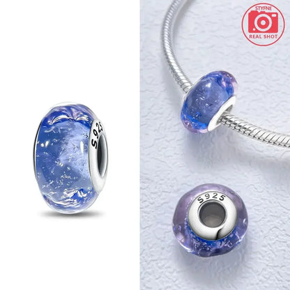 Silver 925 Colorful Flower Series Murano Glass Beads Charm Fit Original Bracelet Murano Glass DIY for Women Jewelry Gift