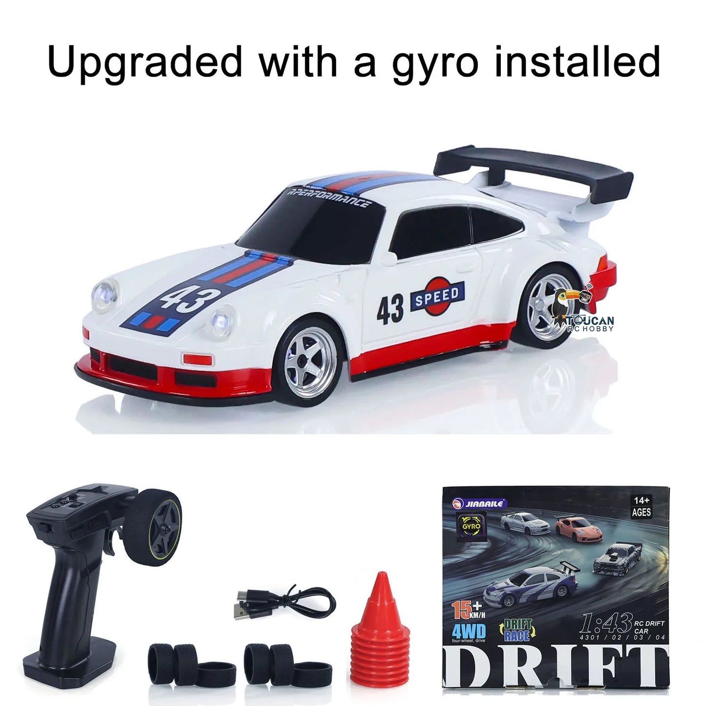 New RC Drift Car, Upgraded Gyro 1/43 Racing RTR 4WD Four-wheel Drive High Speed Radio Control Model 2.4g, Drift Race Car Mini Gift