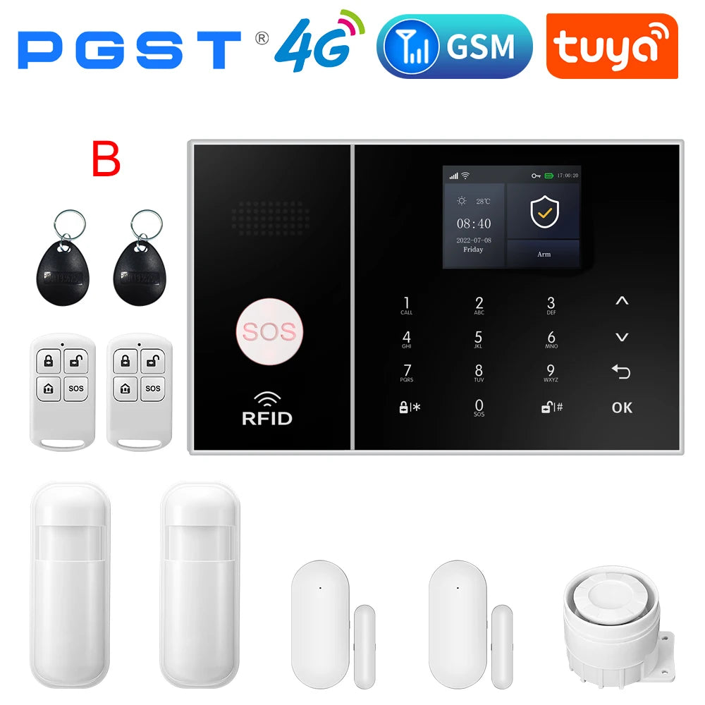 Wireless Home Alarm System Phone 4G Wifi Residential alarm Tuya Smart Home Child Safety protection Anti-theft Camera automation
