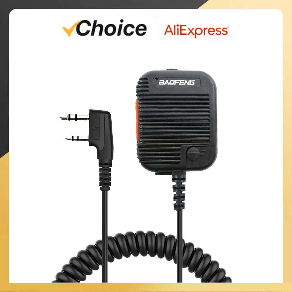 Baofeng AR-152 Mic Walkie Talkie Microphone PTT Radio Speaker Kenwood 2-Pin Type Handheld Mic For UV-K5 UV-16 UV-13 UV5R K Plug