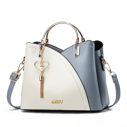 Fashionable handbag Korean color-blocking large capacity women's bag fashionable one-shoulder crossbody bag bucket bag