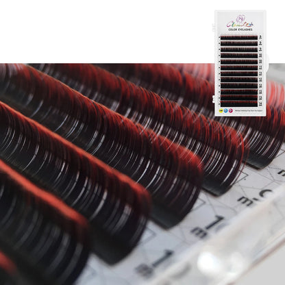 GLAMLASH Colored Lashes Lake Blue/Lavender/Cinnamon/Dark Green/Matcha Grey Individual Natural False Colorful Eyelash Extension