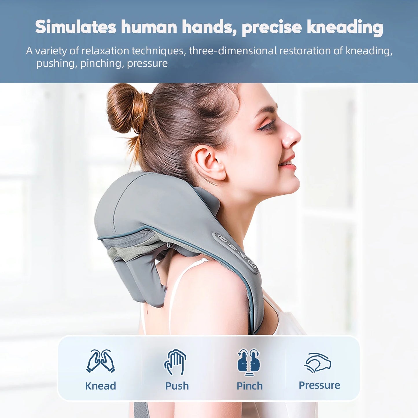 Foreverlily 26W Brushless Motor Neck and Shoulder Massager, Wireless Shoulder and Back Kneading Massage Shawl, Neck Masajeador