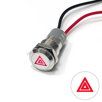 8/12/14MM Waterproof Symbol LED Indicator Light 12V 24V Silver Metal Indicator Turn Signal Pilot Light with Wire Car Dashboard