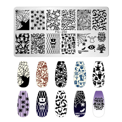RJ Halloween Nail Stamping Plates, Beautiful zombie Festival Pattern Nail Art Image Plates, Stainless Steel Nail Art Plate Stencil