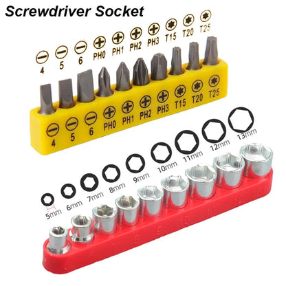 Right Angle Ratchet Wrench Screwdriver Socket Nut Set Metric Screwdriver Bit 1/4 Hexagon Handle Drive Torx Slot Hand Tool 90