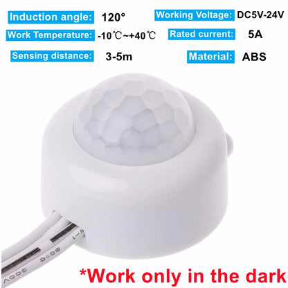 USB/DC Plug Adjustable PIR Infrared Human Motion Sensor Switch DC5V 12V 24V Smart Switch for LED Light Strip Night Lamp Bulb